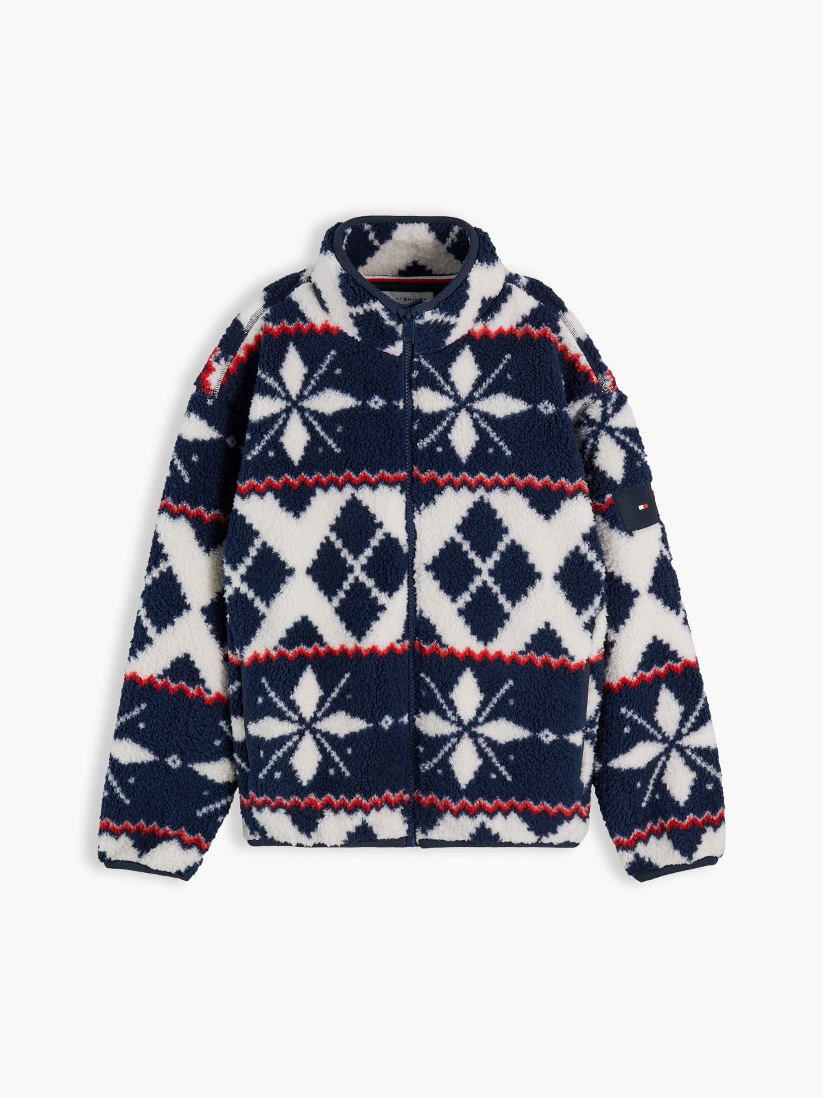 Fair Isle Relaxed Polar Fleece Jacket — White