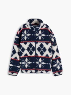 Fair Isle Relaxed Polar Fleece Jacket — White 5
