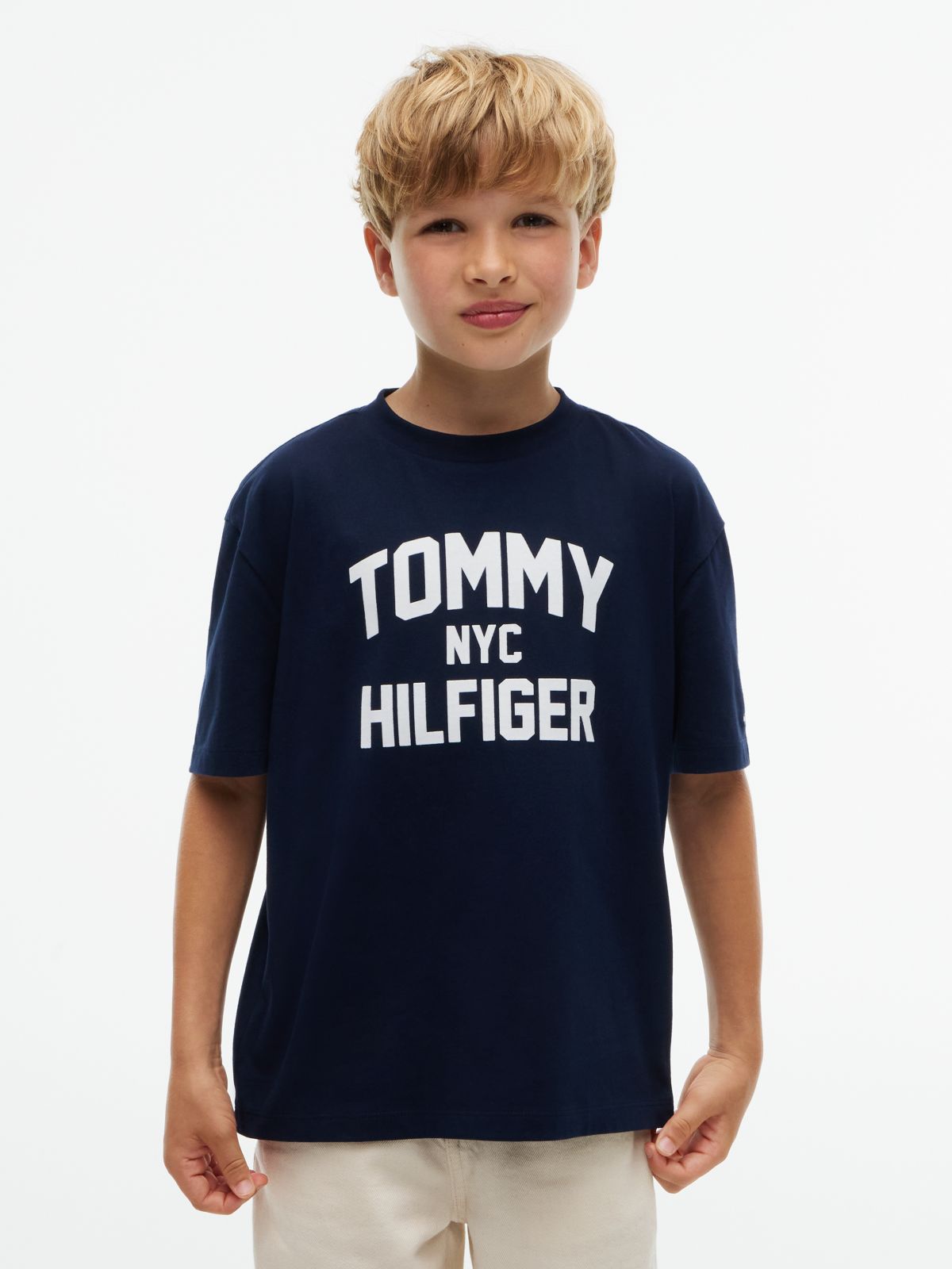 Logo Jersey Relaxed Crew Neck T-Shirt — Blue