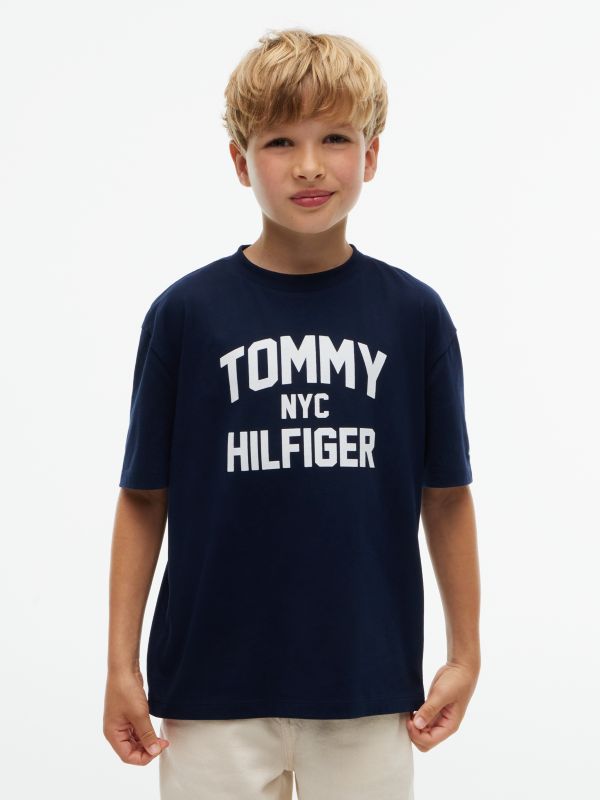 Logo Jersey Relaxed Crew Neck T-Shirt — Blue