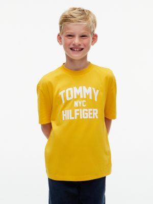 yellow logo jersey crew neck t-shirt for boys tommy hilfiger