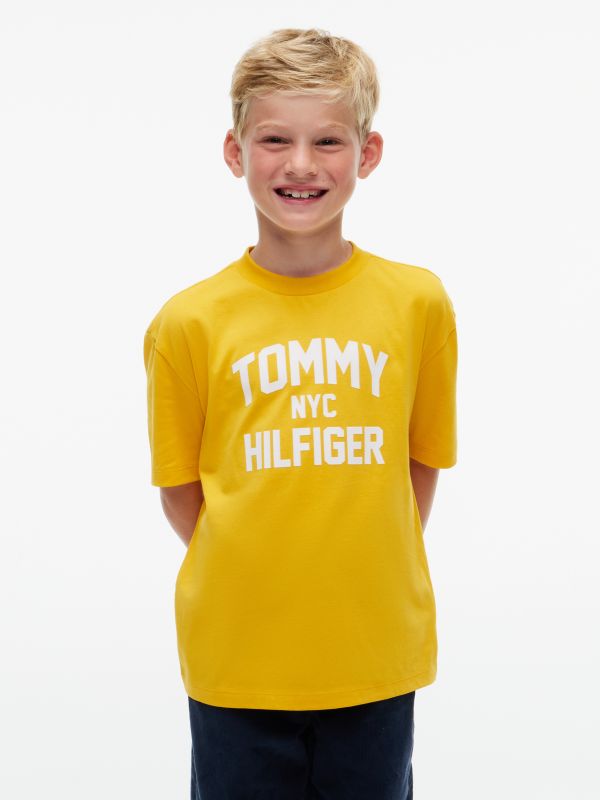 Logo Jersey Relaxed Crew Neck T-Shirt — Yellow
