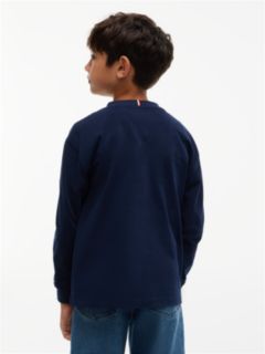 Logo Relaxed Long Sleeve T-Shirt — Blue 4