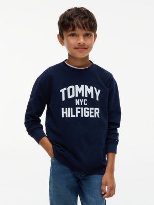 blue logo long sleeve t-shirt for boys tommy hilfiger