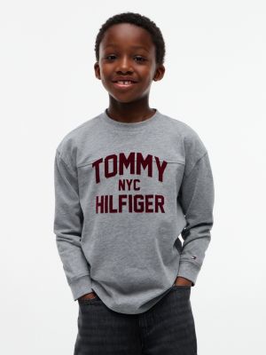 grey logo long sleeve t-shirt for boys tommy hilfiger