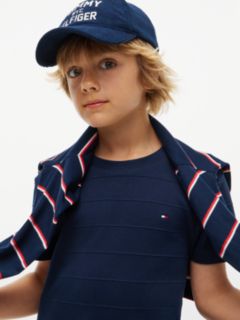 Jacquard Stripe Flag Embroidery T-Shirt — Blue 3