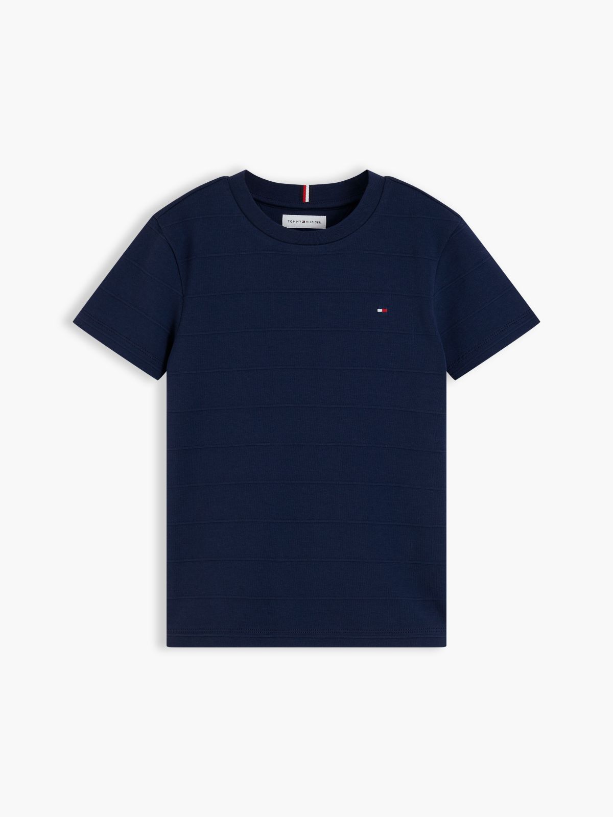 Jacquard Stripe Flag Embroidery T-Shirt — Blue