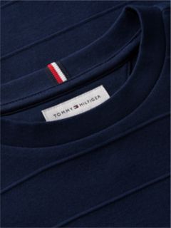 Jacquard Stripe Flag Embroidery T-Shirt — Blue 6