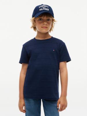 blue jacquard stripe flag embroidery t-shirt for boys tommy hilfiger