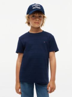 Jacquard Stripe Flag Embroidery T-Shirt — Blue 1