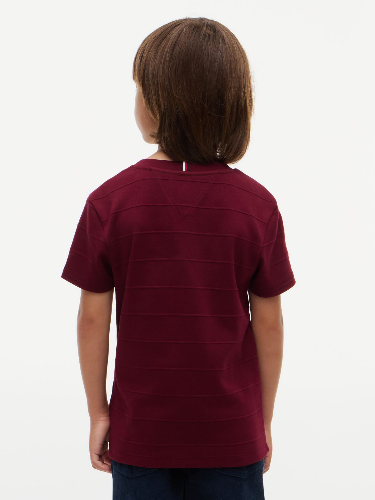 Jacquard Stripe Flag Embroidery T-Shirt — Purple