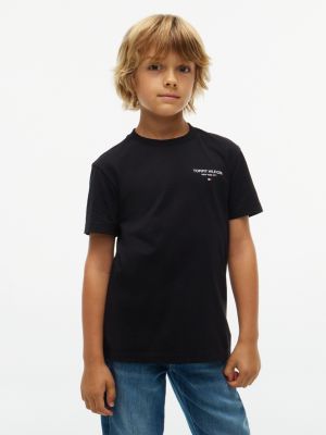 black logo jersey crew neck t-shirt for boys tommy hilfiger