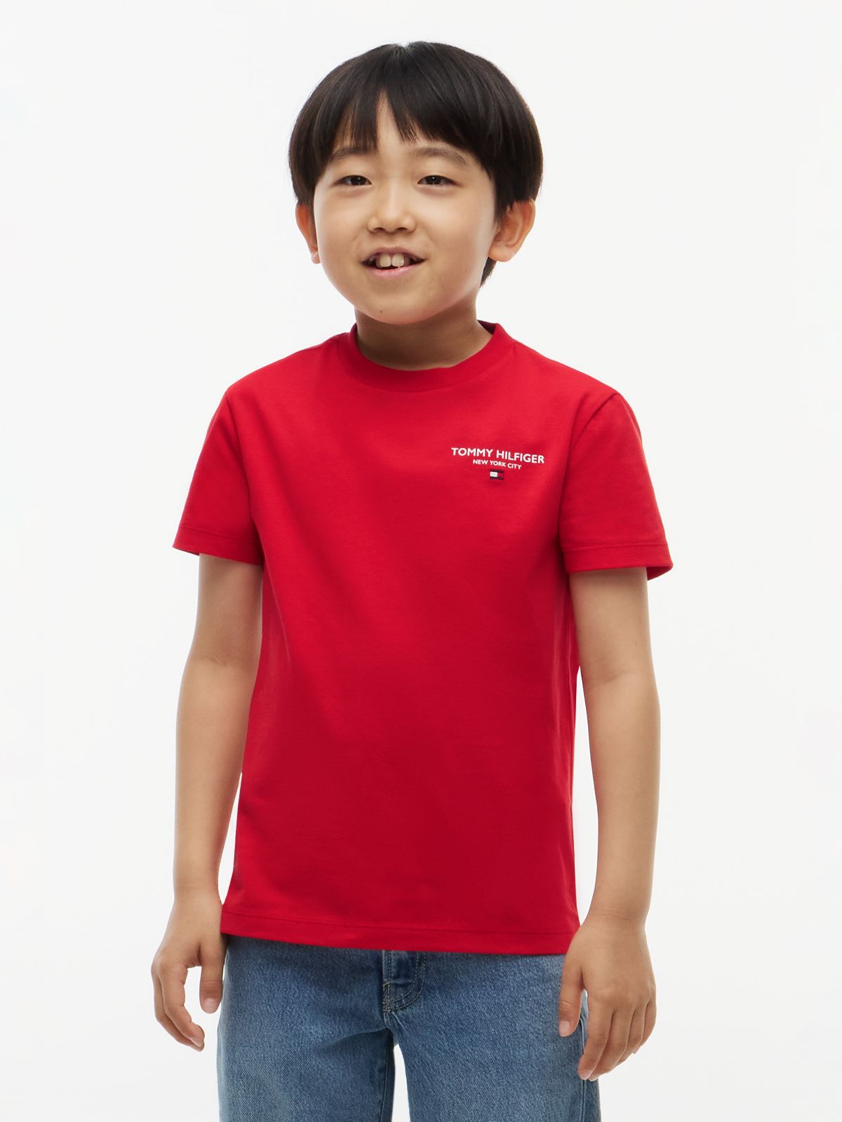 Logo Jersey Crew Neck T-Shirt — Red
