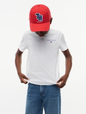 white logo jersey crew neck t-shirt for boys tommy hilfiger