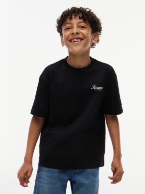 black graffiti logo jersey t-shirt for boys tommy hilfiger