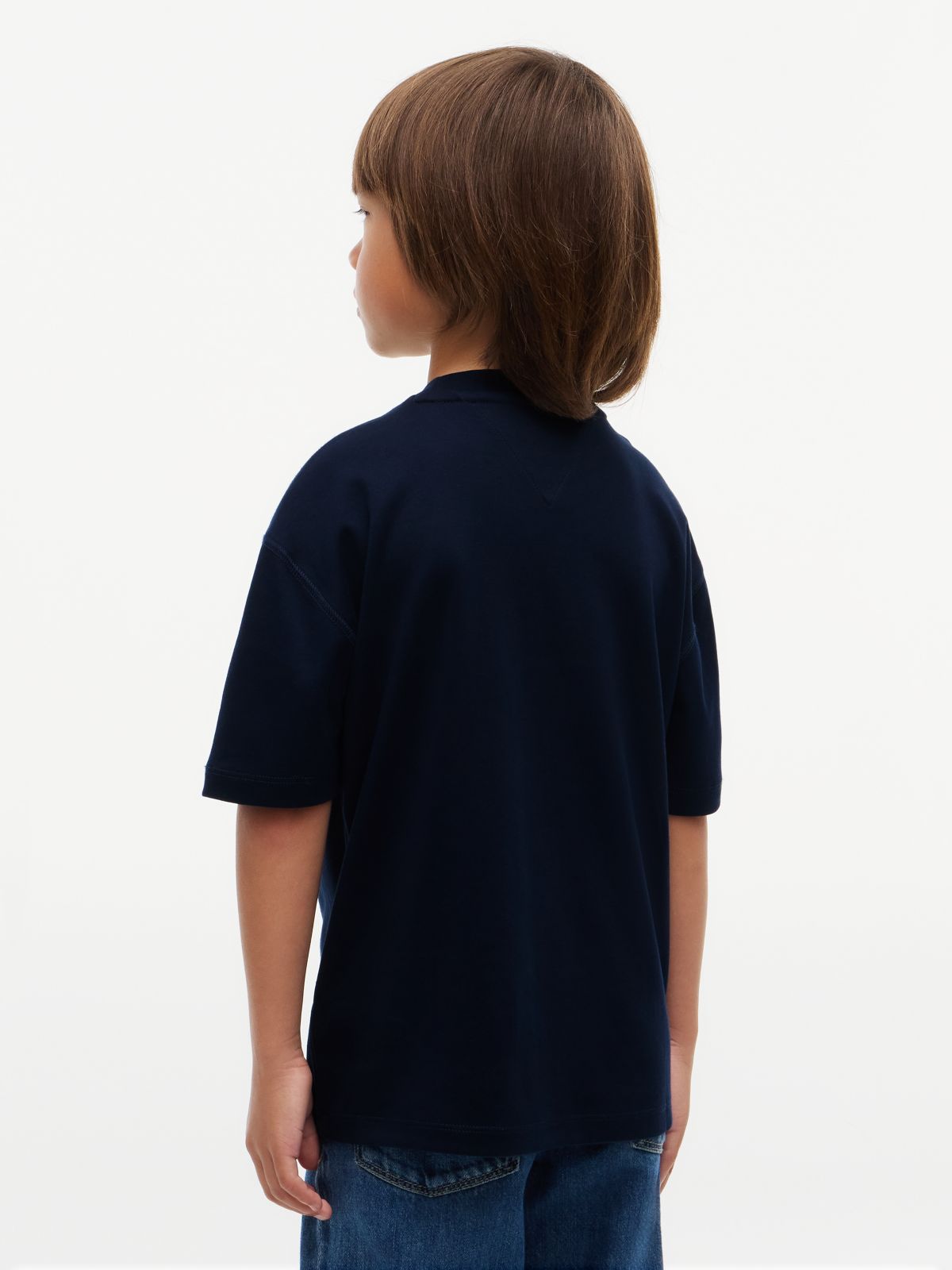 Flag Embroidery Relaxed Crew Neck T-Shirt — Blue