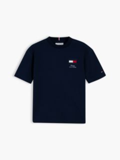 Flag Embroidery Relaxed Crew Neck T-Shirt — Blue 5