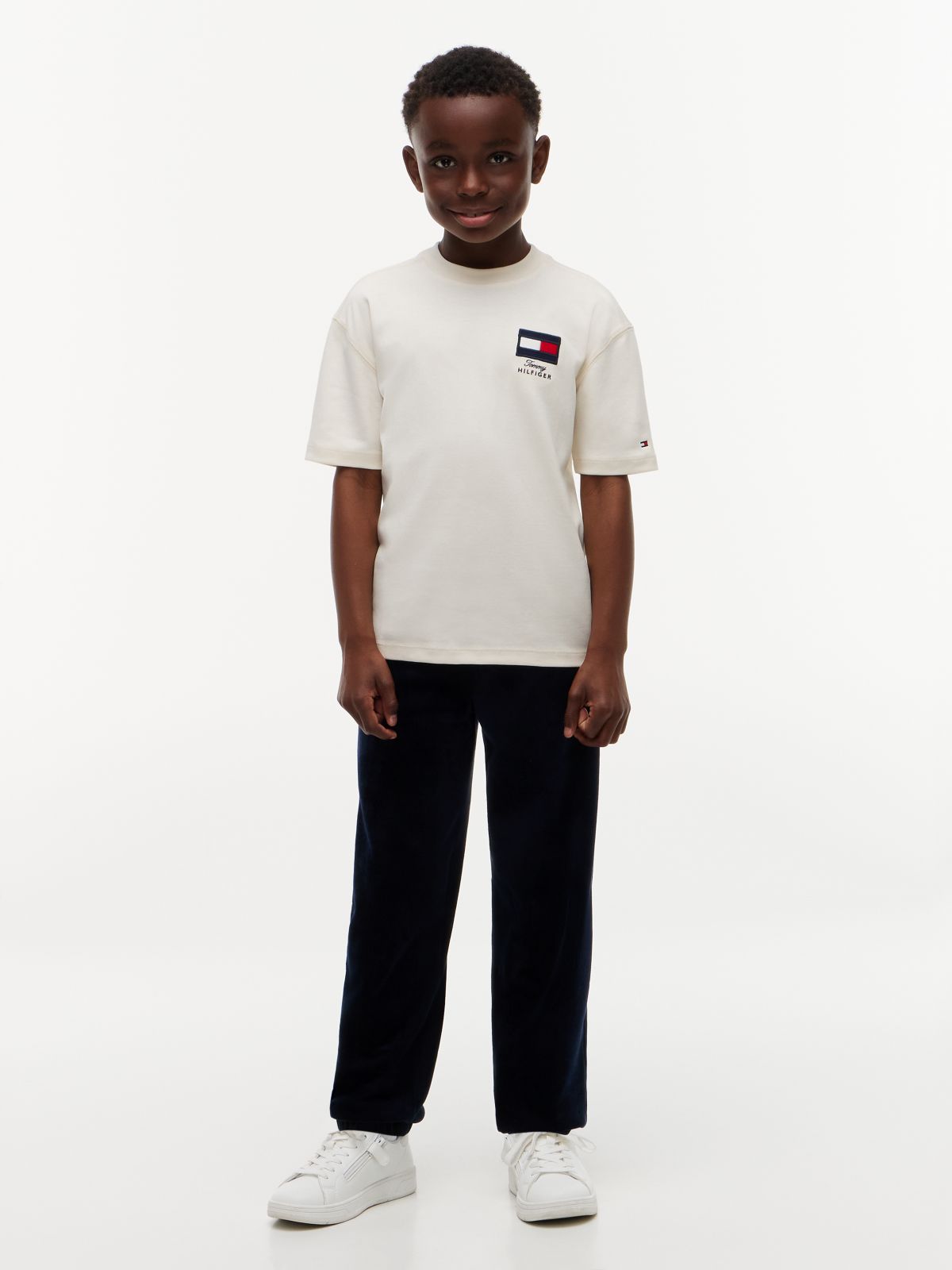 Flag Embroidery Relaxed Crew Neck T-Shirt — Yellow