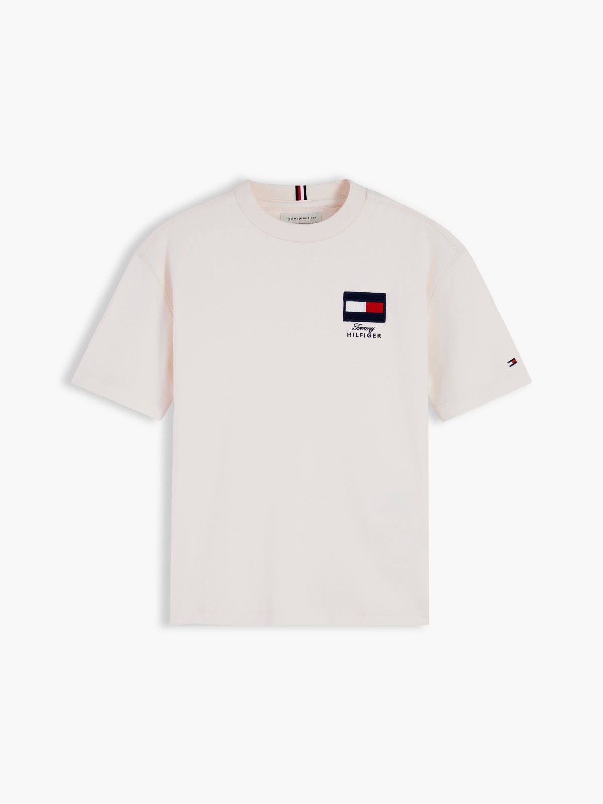 Flag Embroidery Relaxed Crew Neck T-Shirt — Yellow