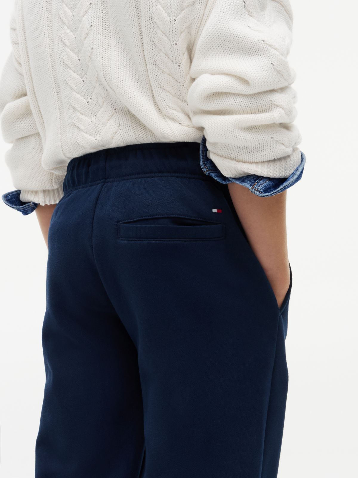 Sueded Logo Joggers — Blue