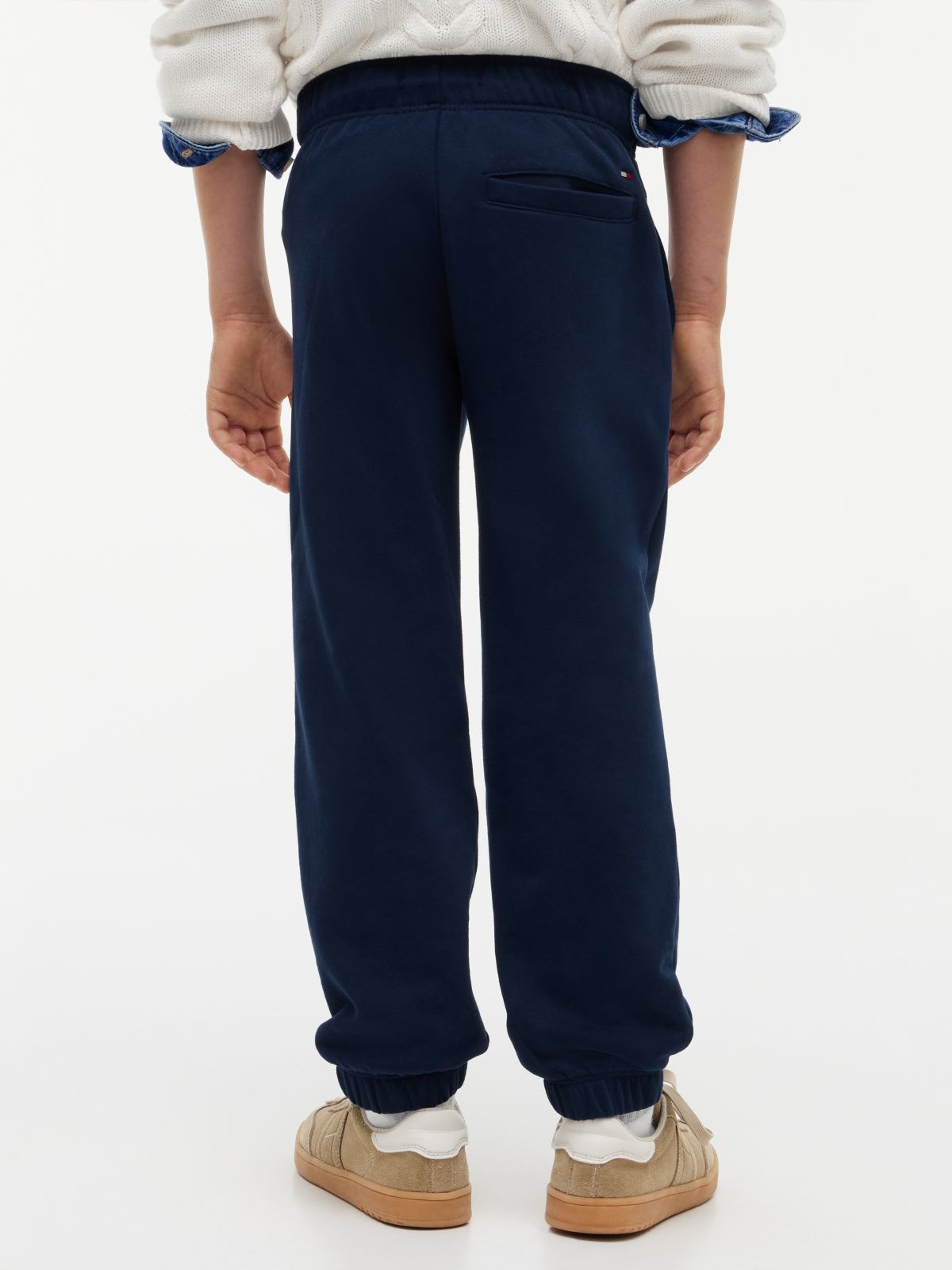 Sueded Logo Joggers — Blue