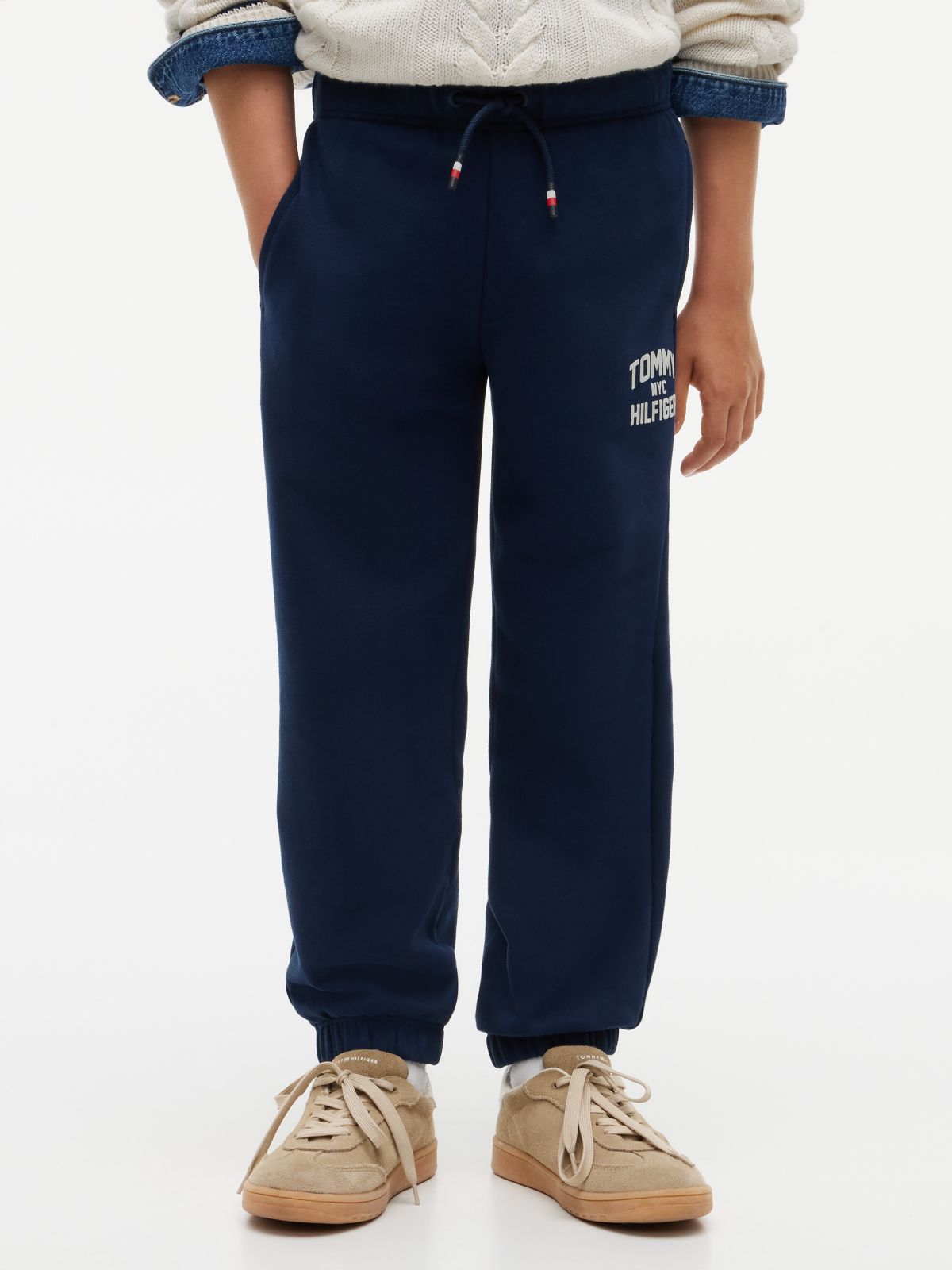 Sueded Logo Joggers — Blue