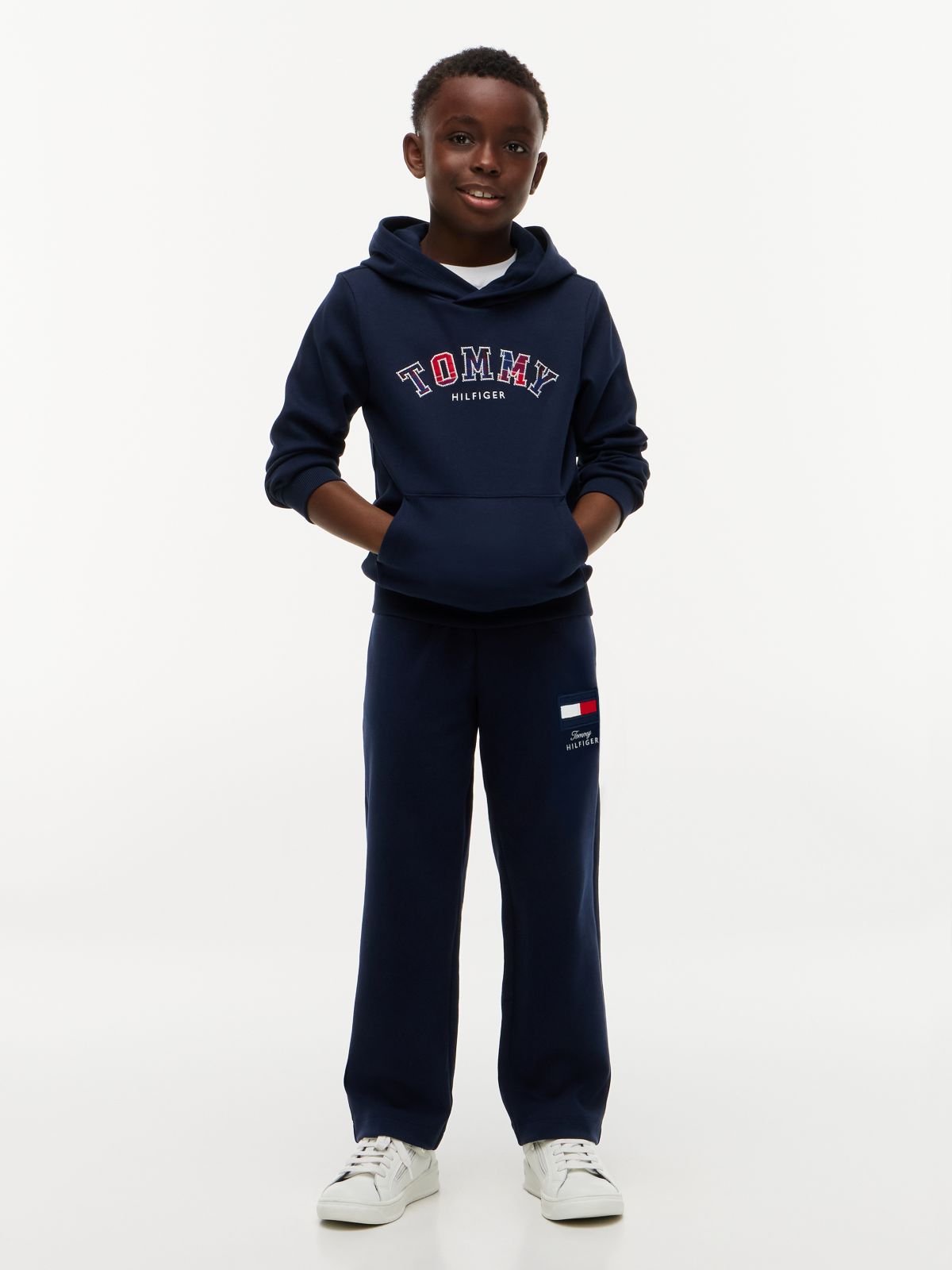 Flag Logo Embroidery Joggers — Blue