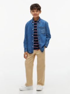 Relaxed Fit Faded Logo Denim Shirt — Denim 2