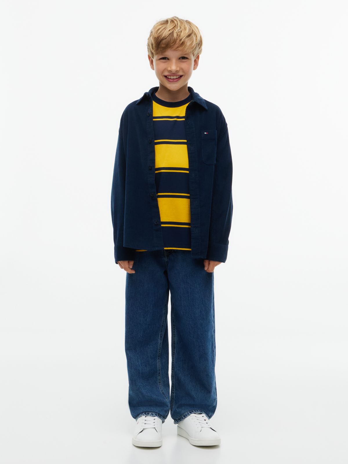 Relaxed Fit Patch Pocket Corduroy Shirt — Blue