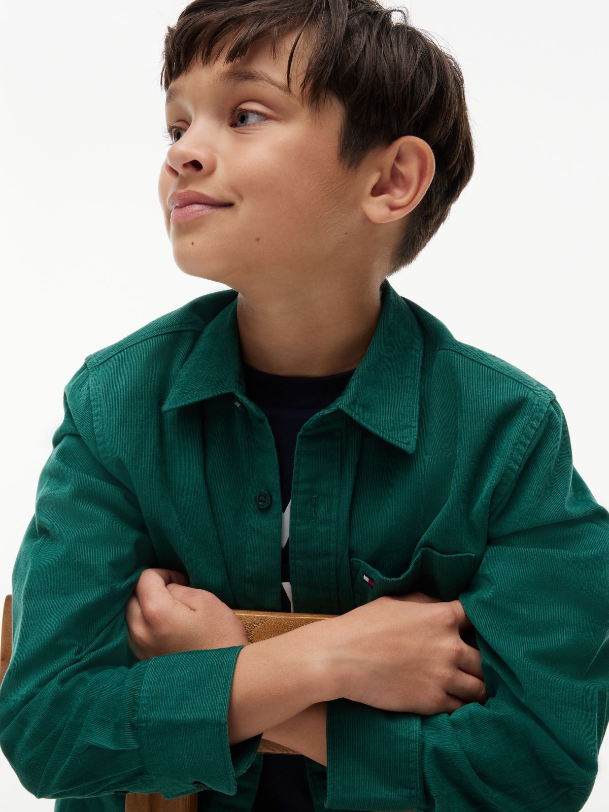 Relaxed Fit Patch Pocket Corduroy Shirt — Green