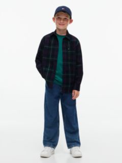 Relaxed Fit Back Graphic Check Corduroy Shirt — Green 2