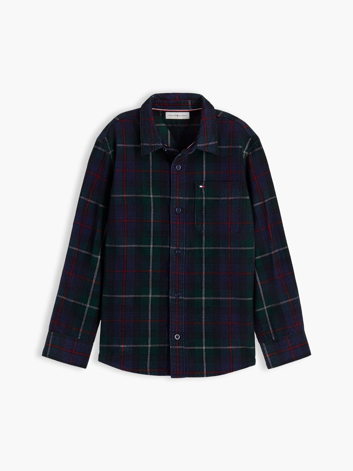 Relaxed Fit Back Graphic Check Corduroy Shirt — Green