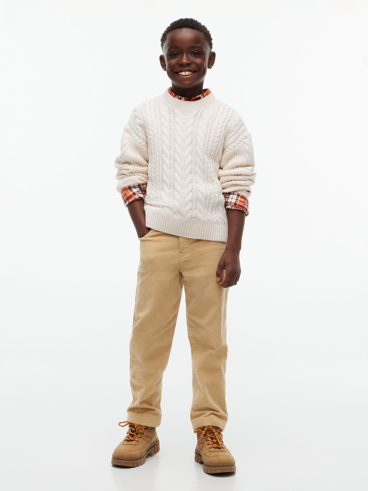 Relaxed Corduroy Trousers — Beige