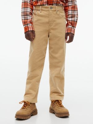 beige relaxed corduroy trousers for boys tommy hilfiger