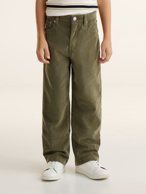 pantaloni relaxed fit in velluto a coste green da bambini tommy hilfiger