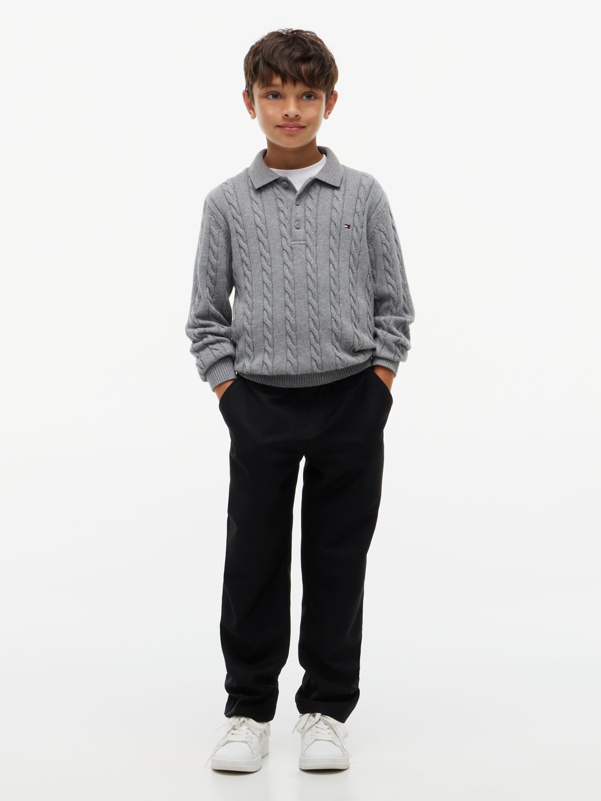 Tapered Twill Trousers — Black