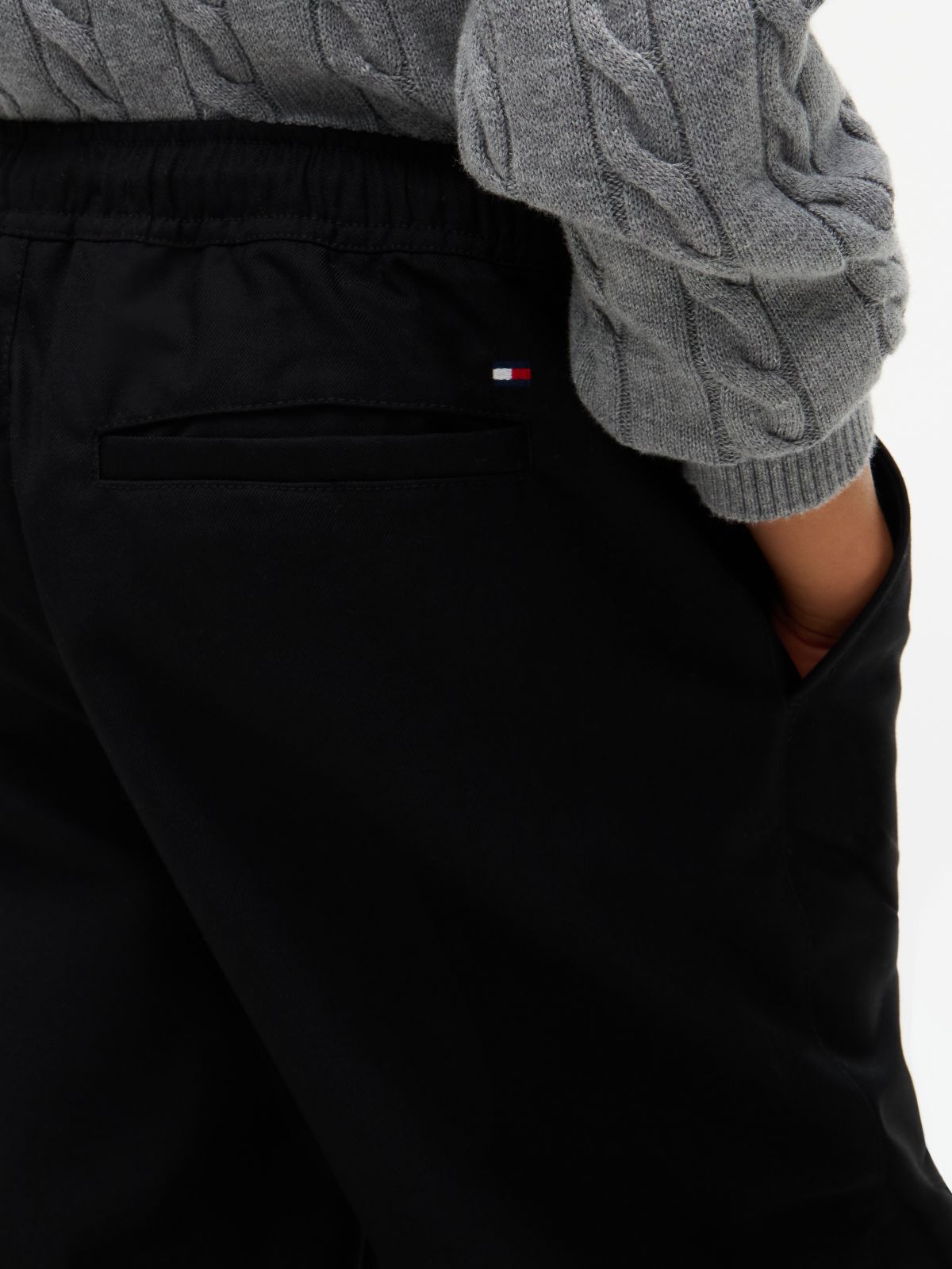 Tapered Twill Trousers — Black