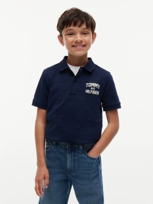 blue regular fit poloshirt aus jacquard-jersey für jungen - tommy hilfiger
