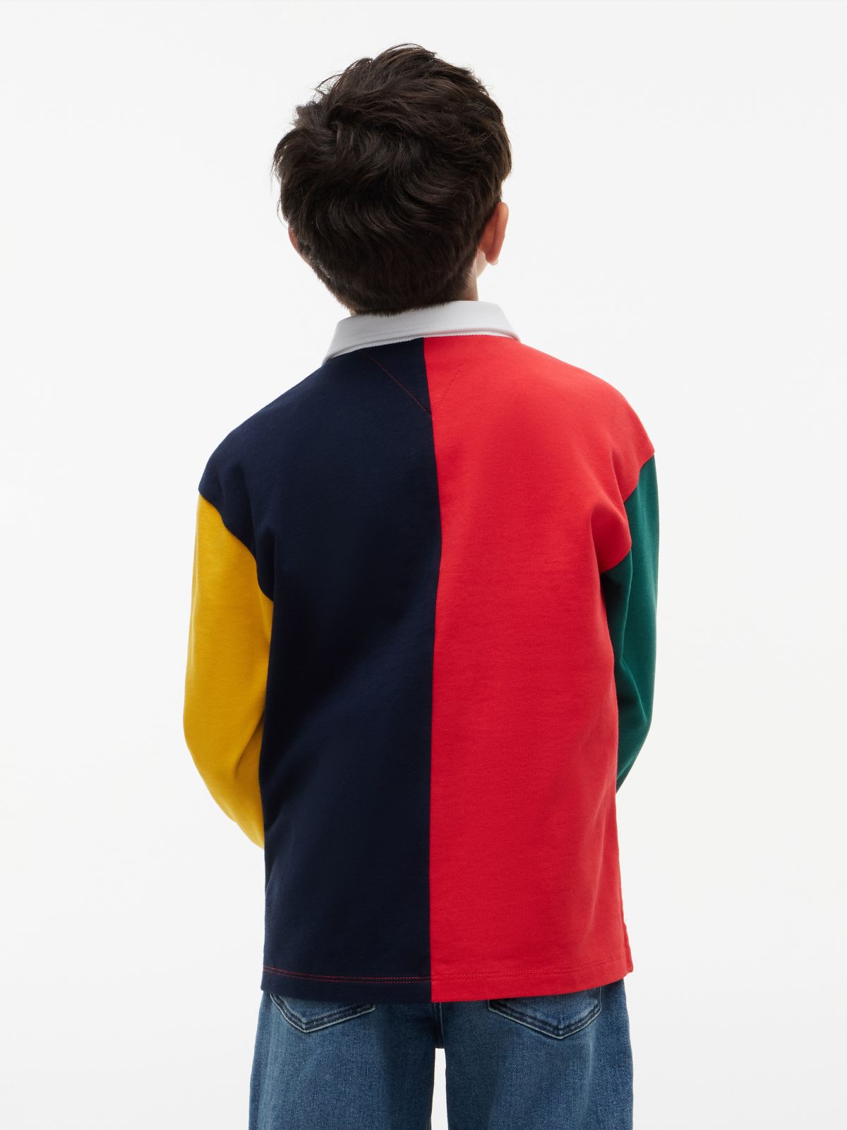 Rugby Stripe Relaxed Long Sleeve Polo Shirt — Red