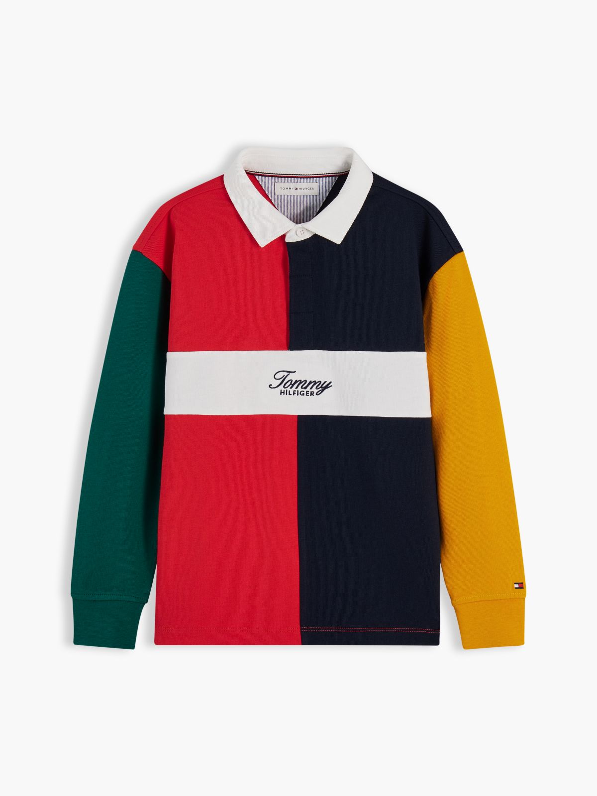Rugby Stripe Relaxed Long Sleeve Polo Shirt — Red