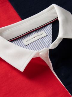 Rugby Stripe Relaxed Long Sleeve Polo Shirt — Red 6