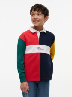 Rugby Stripe Relaxed Long Sleeve Polo Shirt — Red 1