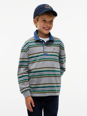 grey denim-kragen rugby-poloshirt für jungen - tommy hilfiger