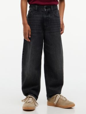 denim czarne jeansy relaxed barrel z efektem wyblaknięcia dla chłopcy - tommy hilfiger