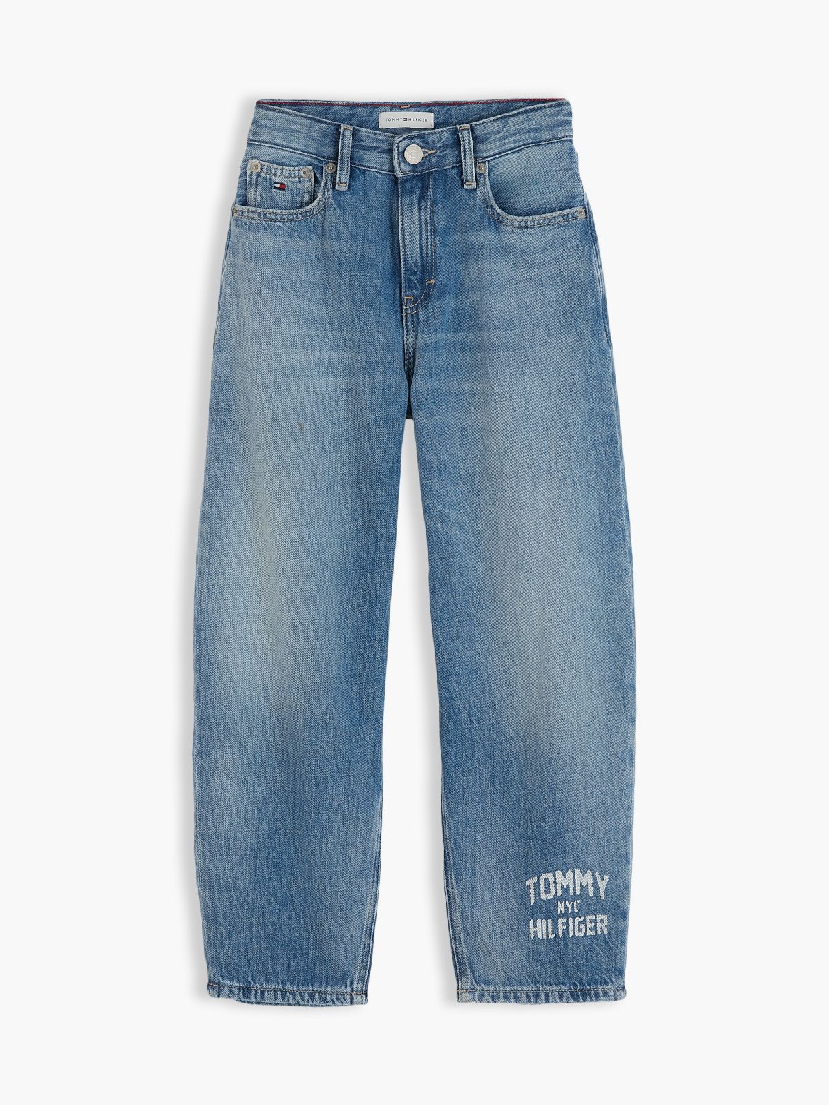 Logo Faded Regular Barrel Jeans — Denim