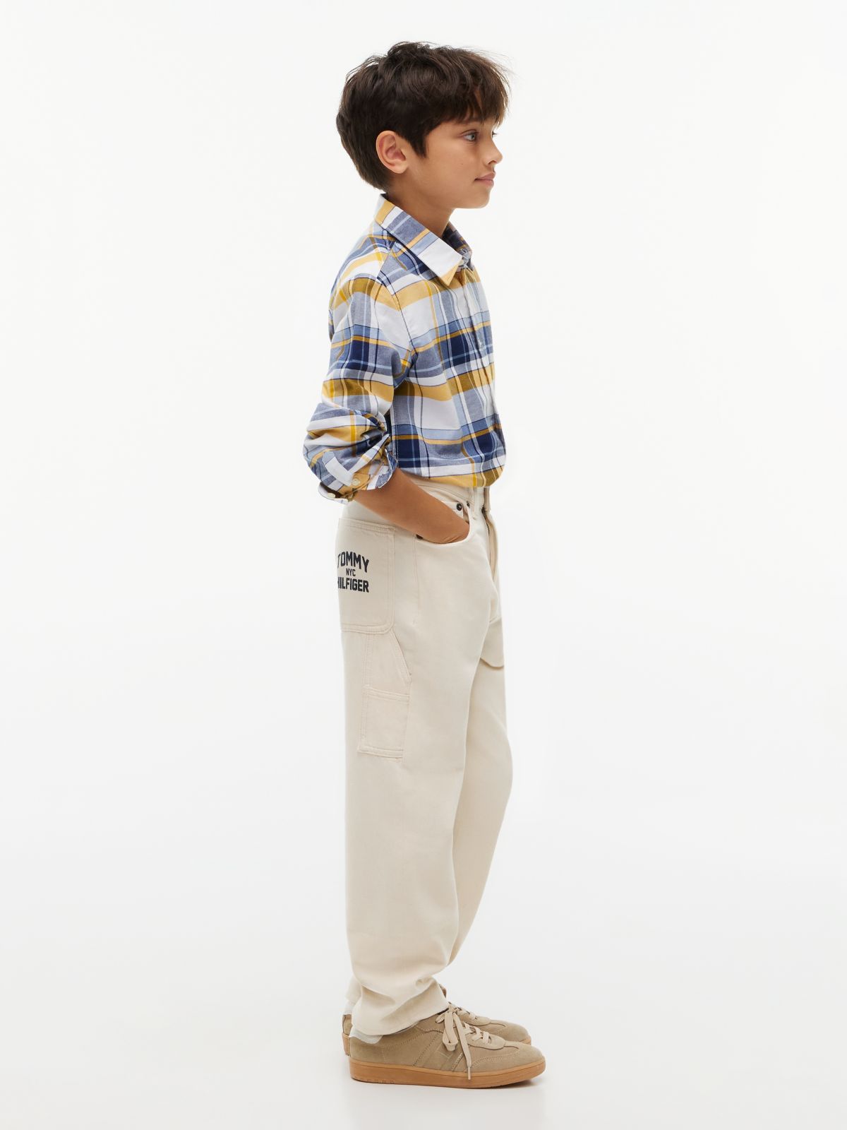 Back Logo Relaxed White Carpenter Jeans — Denim