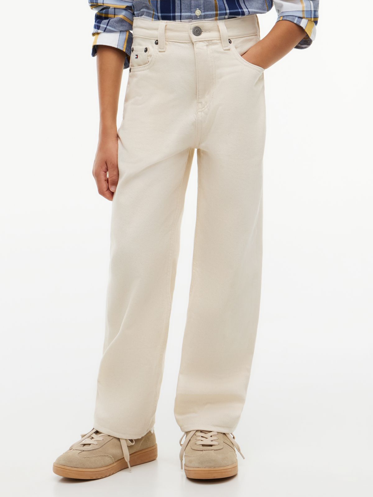 Back Logo Relaxed White Carpenter Jeans — Denim