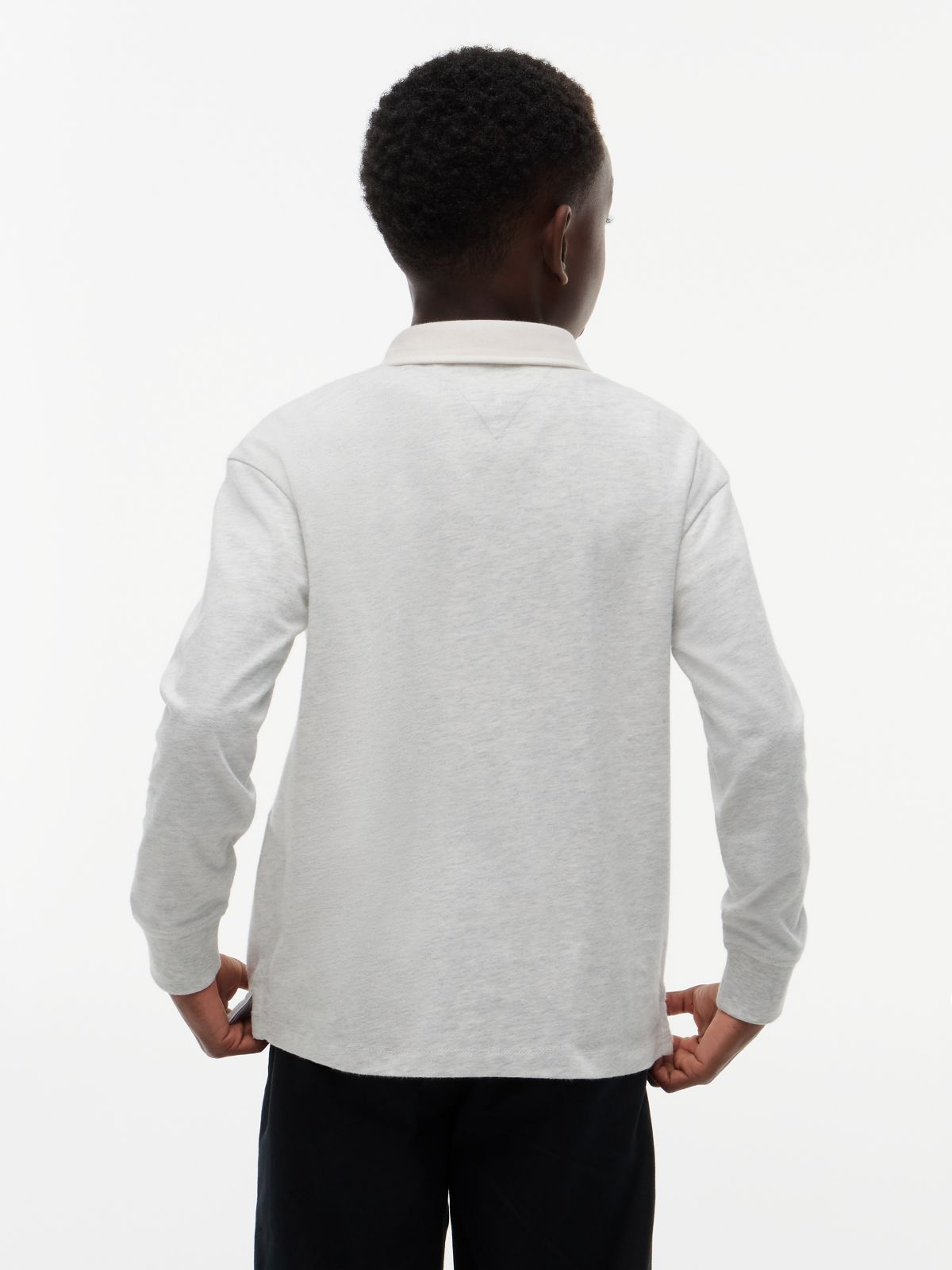 Varsity Embroidery Relaxed Jersey Rugby Shirt — Grey