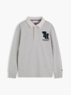Varsity Embroidery Relaxed Jersey Rugby Shirt — Grey 5