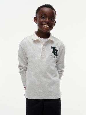 grey varsity logo embroidery jersey rugby shirt for boys tommy hilfiger